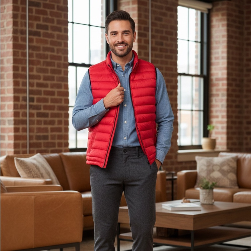 Aeropostale Vibrant Red Quilted Vest